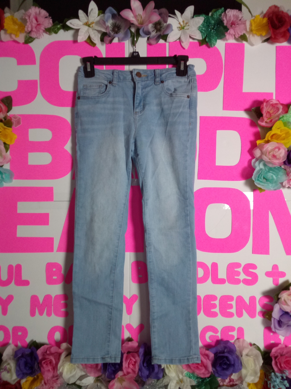 wonder nation Light Blue Girls' Straight Leg Skinny Jeans